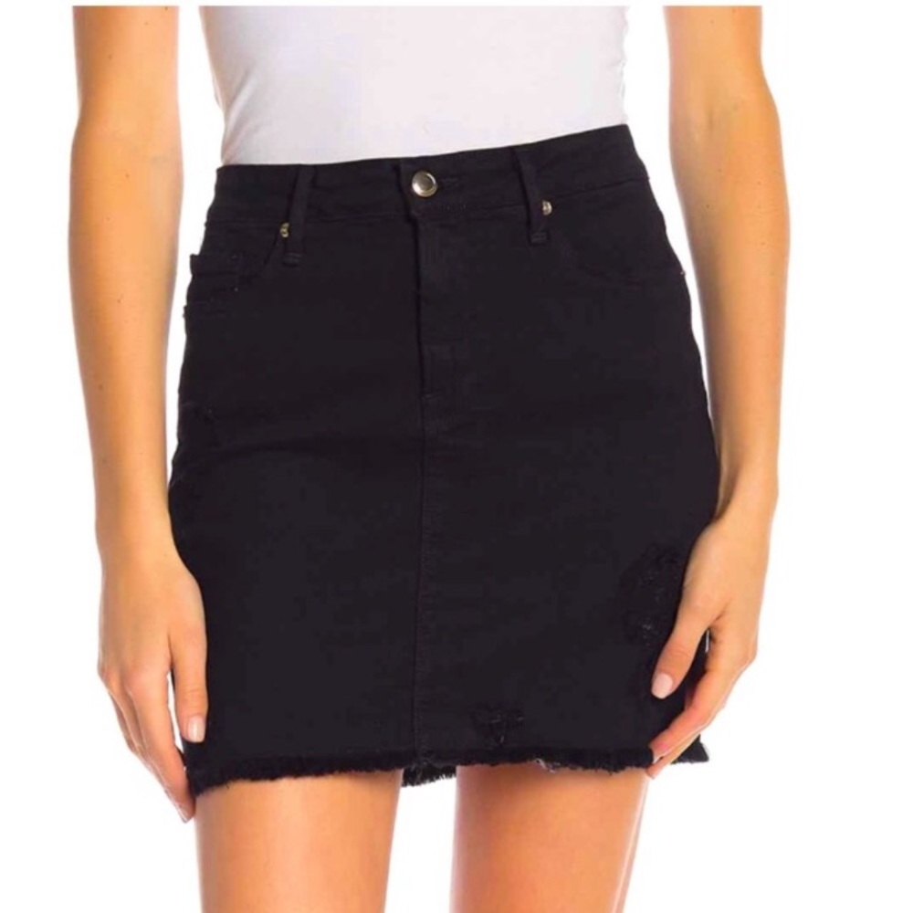 Good American Black Denim Mini Skirt